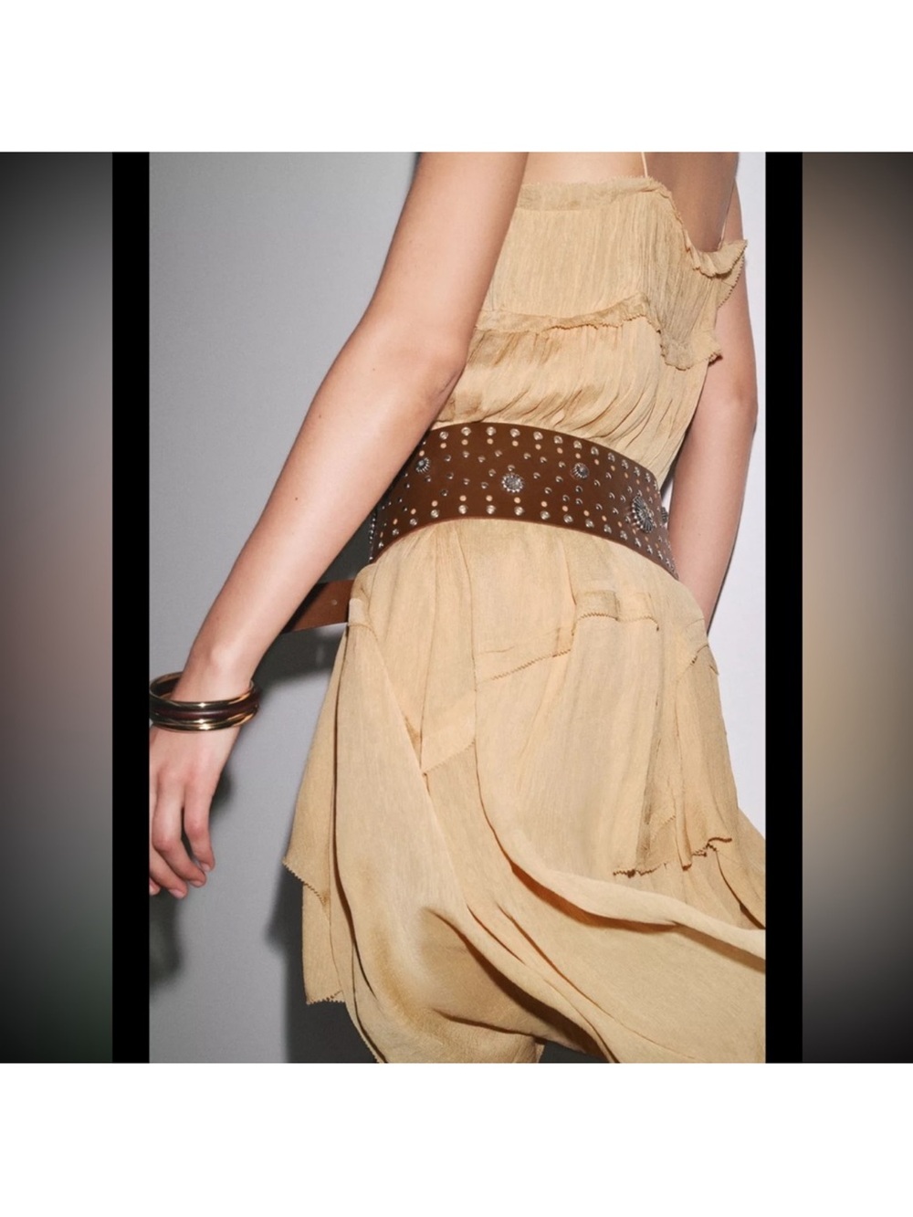 Zara leather wide belt with metal flower & studs - Picture 5 of 13